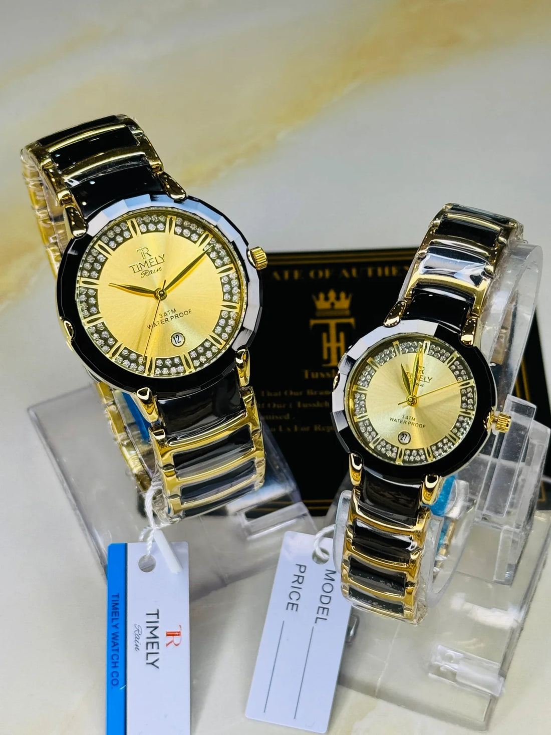 Gold Mk Iced Couple Watches
