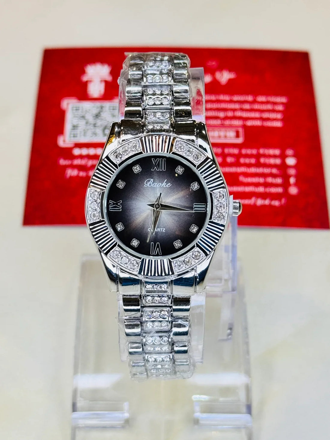 Silver Zircon Chain Watch For Her – Elegant Jewelry-Style Timepiece